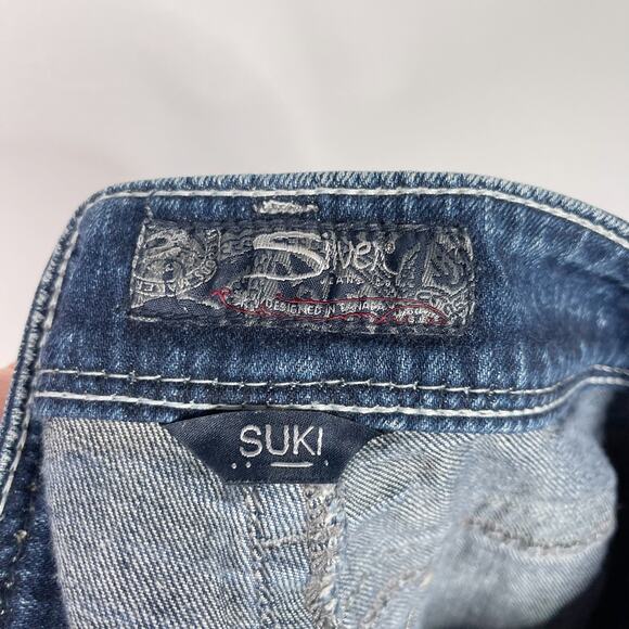 Silver Womens 27 Inseam 30 Suki Mid Rise Bootcut Jeans Medium Wash Cotton - Picture 7 of 9